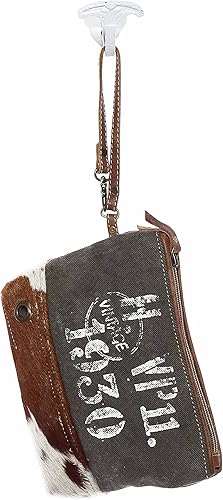 Miniatura 2 de Myra Bag Vintage 1930 Upcycled Canvas Wristlet Bag S-1144, Marrón