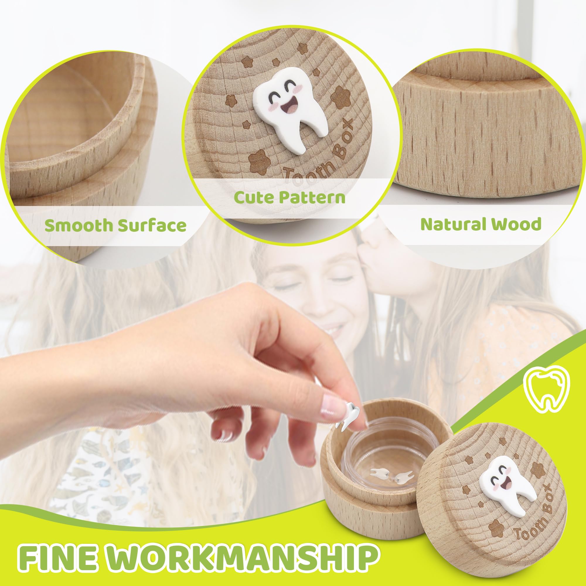Simaixing Wooden Tooth Fairy Box, Cute Tooth Fairy Tooth Holder - Image 4