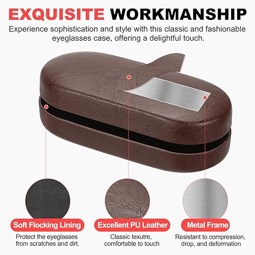 Miniatura 3 de PATIKIL Estuche rígido para lentes, piel sintética, grande, organizador de lentes de sol para mujeres y hombres