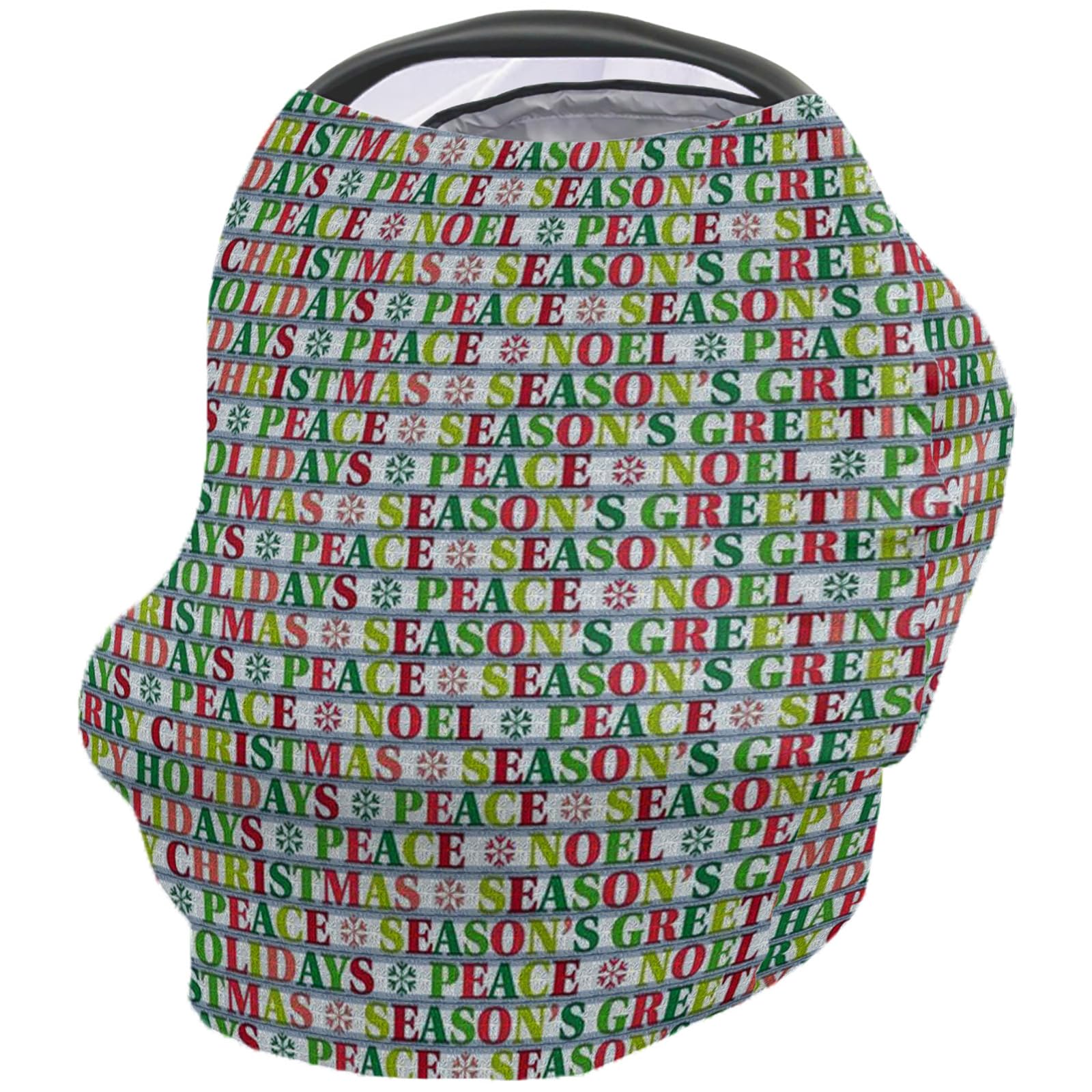 Nursing Cover for Breastfeeding Scarf, Christmas Text Snowflake Baby Car Covers Super Soft Multi Use for Canopy Shopping Cart Cover Blanket Stroller Cover