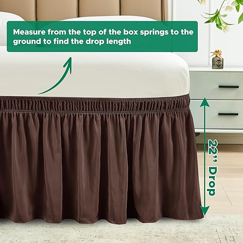 Vista 215 de Biscaynebay - Faldón envolvente matrimonial y matrimonial XL de 15 pulgadas, con volantes, elástico, ajustable, gris plateado, resistente a las Gris