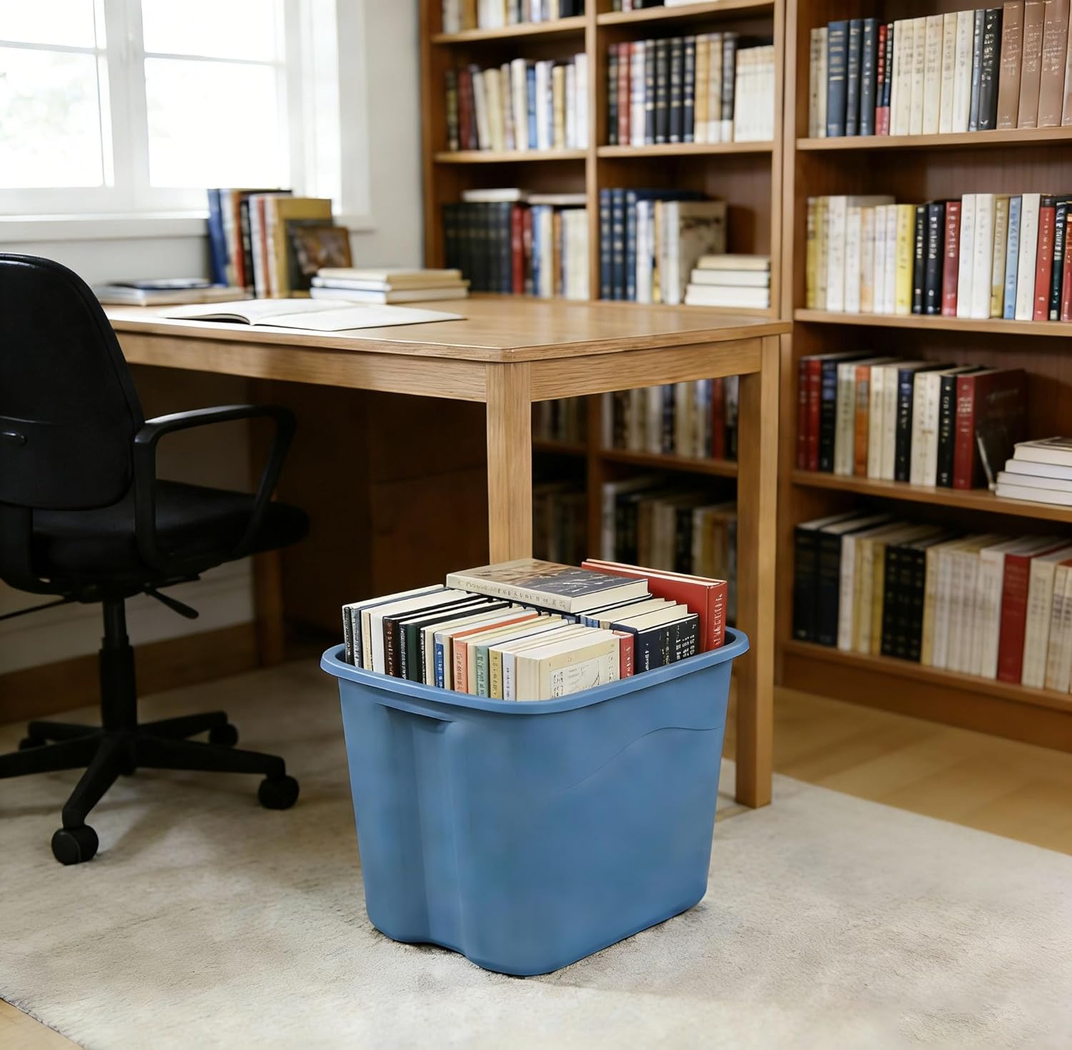 8-Pack 18-Gallon Plastic Storage Bins with Snap Lids & Integrated Handles, Stackable Heavy Duty Organizer Totes for Home, Garage, Basement, Dorm, Camping, Light Blue