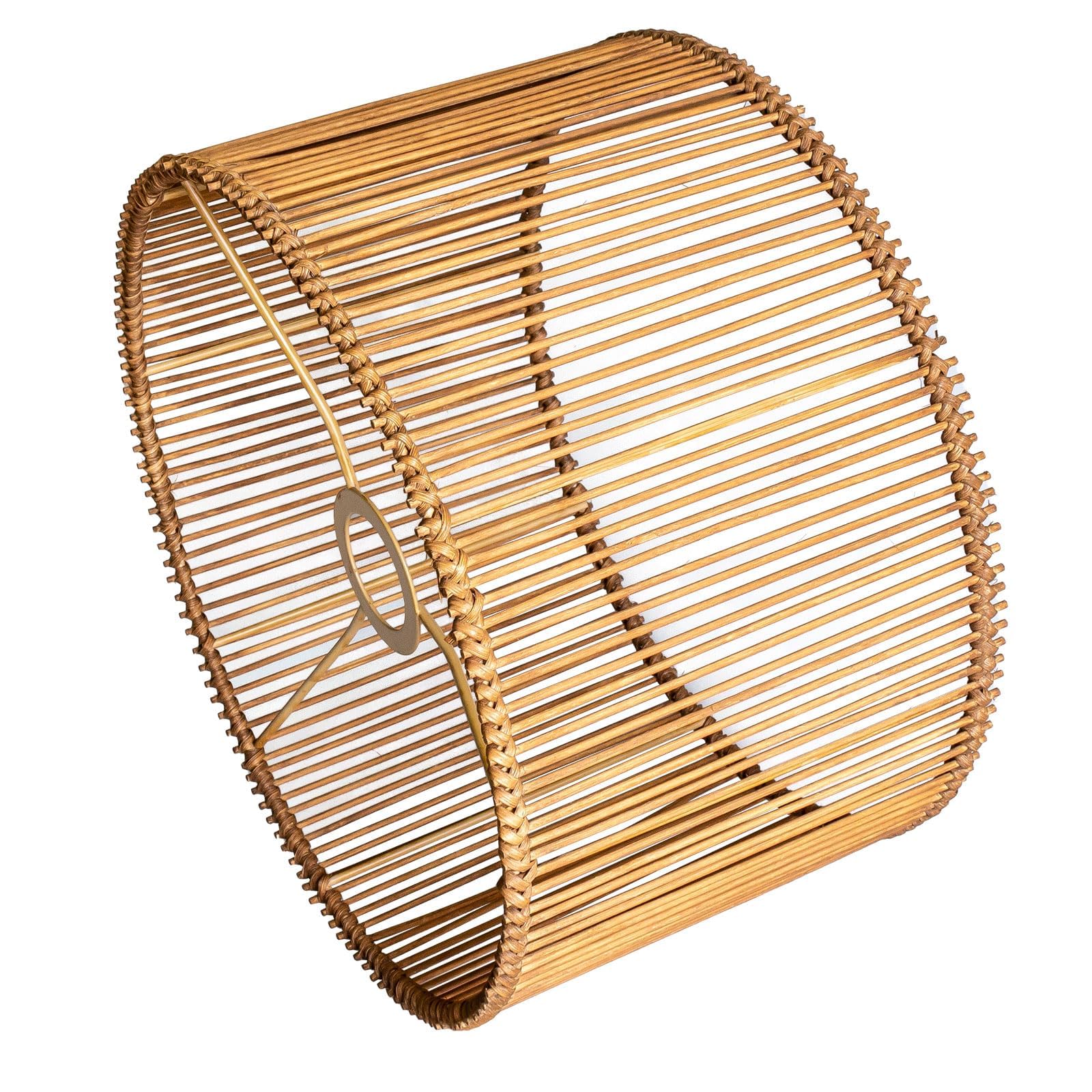 Paralume in Bambù Naturale, Diametro 30 cm, per Lampade a Sospensione, da Terra, da Tavolo o Comodino, Stile Boho