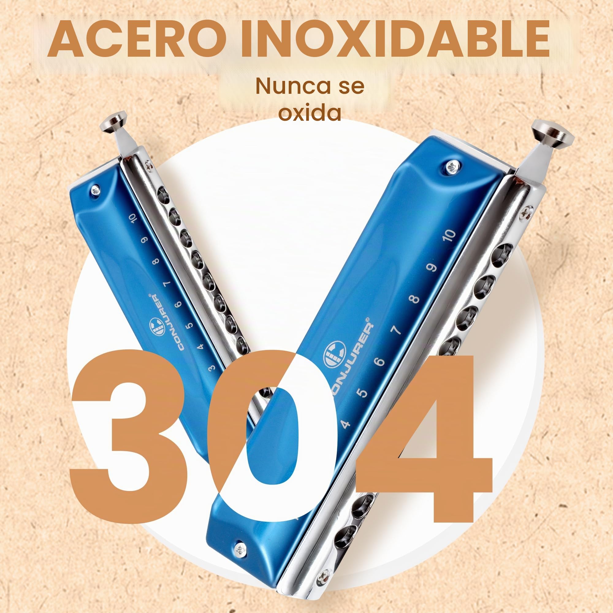 CONJURER Armónica Clave de Do, Armónica de Blues Diatónica de 10 Agujeros y 20 Tonos con Estuche, Arpa de Boca para Principiantes, Adultos, Niños, Profesionales, Estudiantes, Amigos, Regalos (Azul)