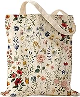 MissAdola Aesthetic Canvas Tote Bag for Women - Reusable Shoulder Bag, Machine Washable Cotton Canvas for Shopping, Work, Gym, Vacation
