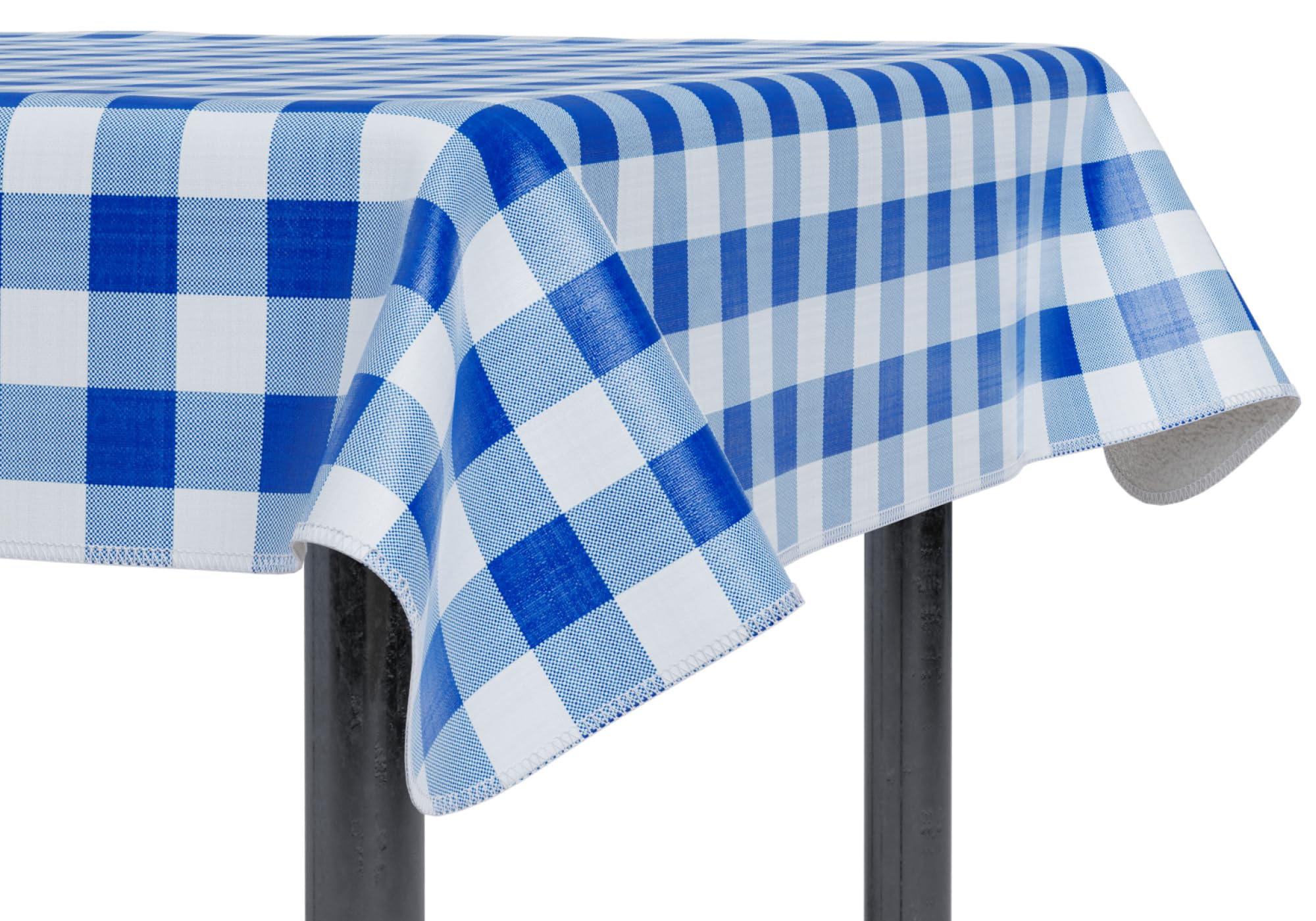 sorfey tablecloth - vinyl with flannel back, 52"x72" rectangle, water proof, easy to clean, checked blue design