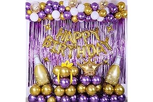 Purple Gold Birthday Decorations for Her: Elegant Party Supplies for 13th 16th...