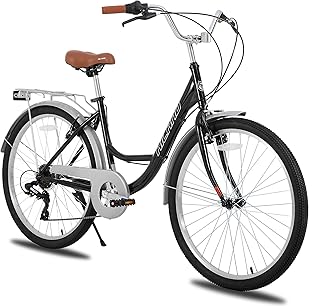 HILAND 26 inch Complete Beach Cruiser Bike for Adults, 7 Speed Step-Thro...