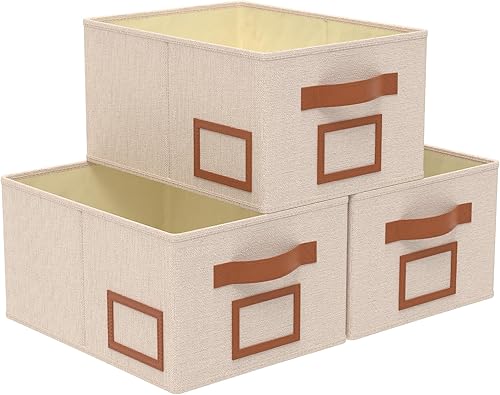 OUTBROS Caja de almacenamiento plegable para estantes, cestas de tela de 15.7 x 11.8 x 7.9 pulgadas, organizador de armario con asas, adecuado para