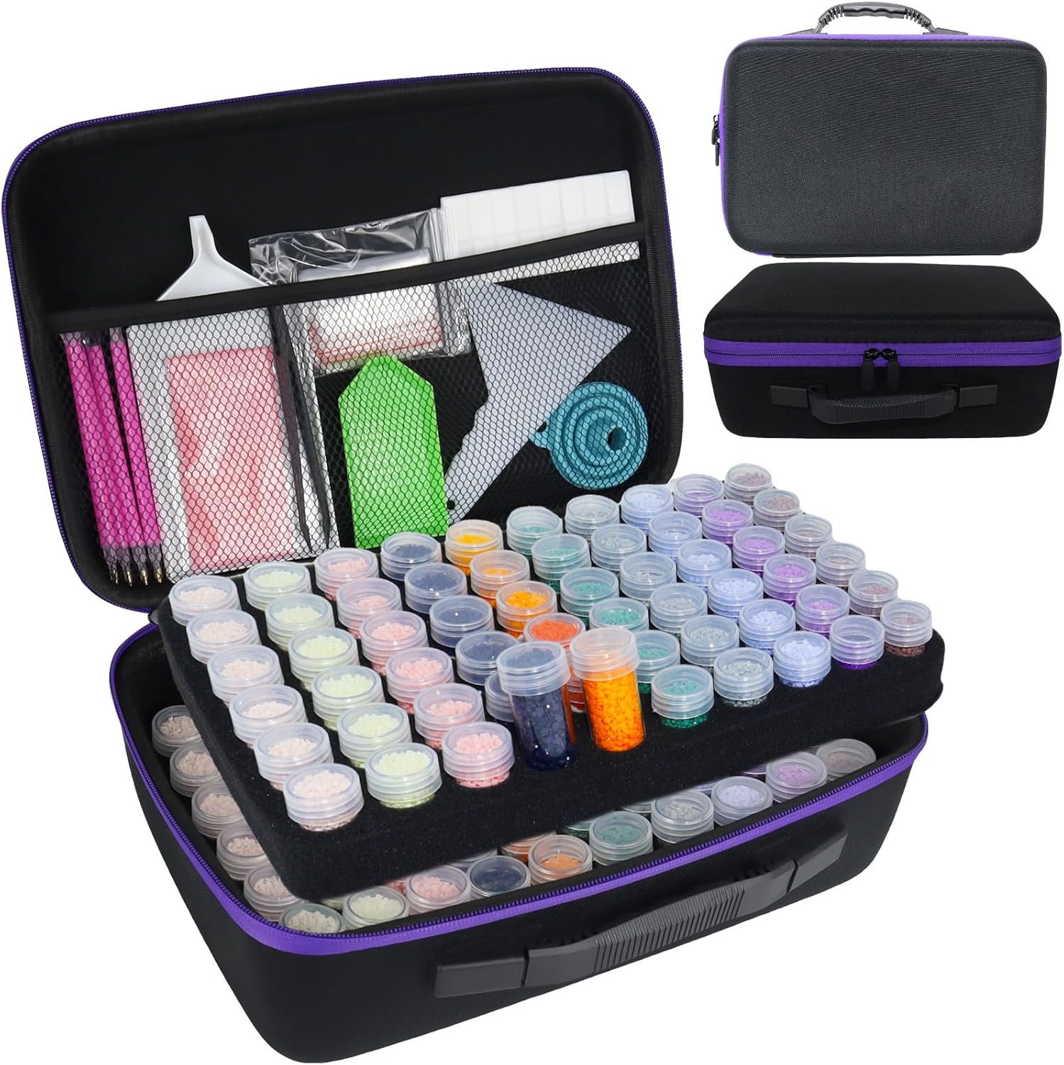 LEIYULY 120 Slots Storage Container for Diamond Art Kits with Diamond Art pens Tools and Portable Bead Storage Boxes, Diamond Art Storage Case and Diamond Art Storage Case