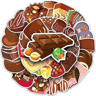 Chocolate-Themed Stickers for Teens Adults Dessert Lovers Snack Enthusiasts Vinyl Waterproof Candy Stickers for Laptop Water Bottles Phone Notebook Bike Luggage (50PCS)