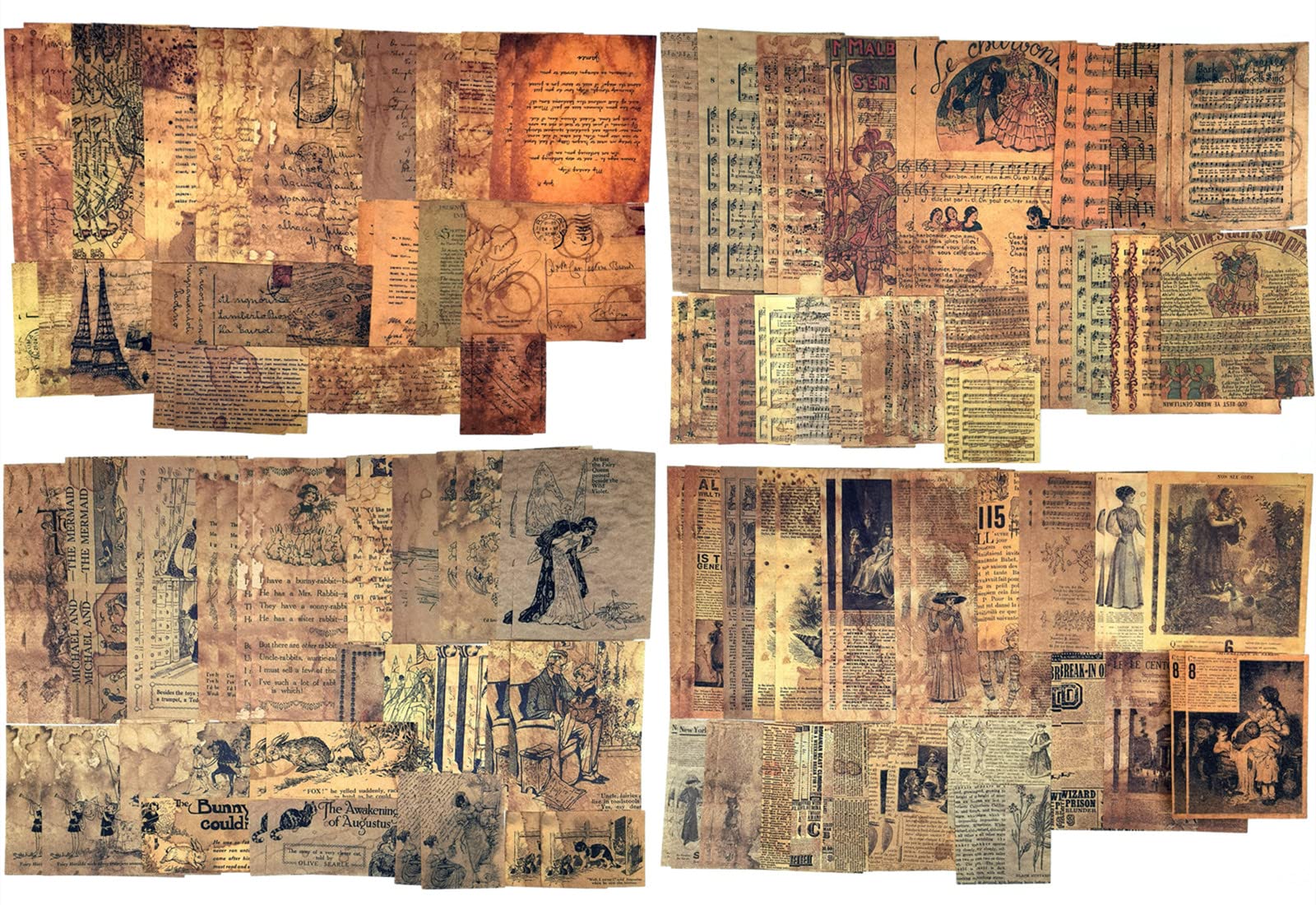 Amazon.co.jp: 160枚 スクラップブック用紙、ビンテージジャーナリング