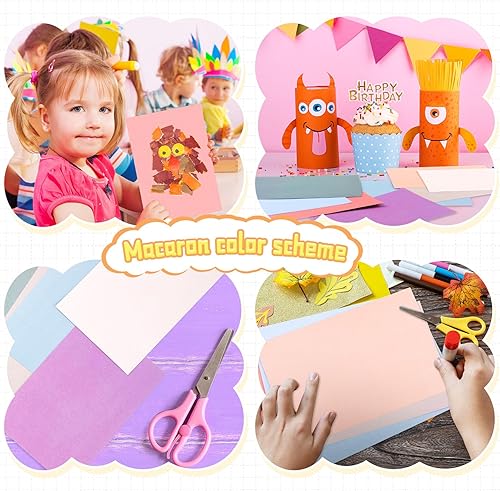 Vista 7 de Geyoga Kit de iniciación de 200 hojas de papel de cartulina de colores, 4 x 6 pulgadas, 190 GSM, papel de construcción grueso, colores surtidos