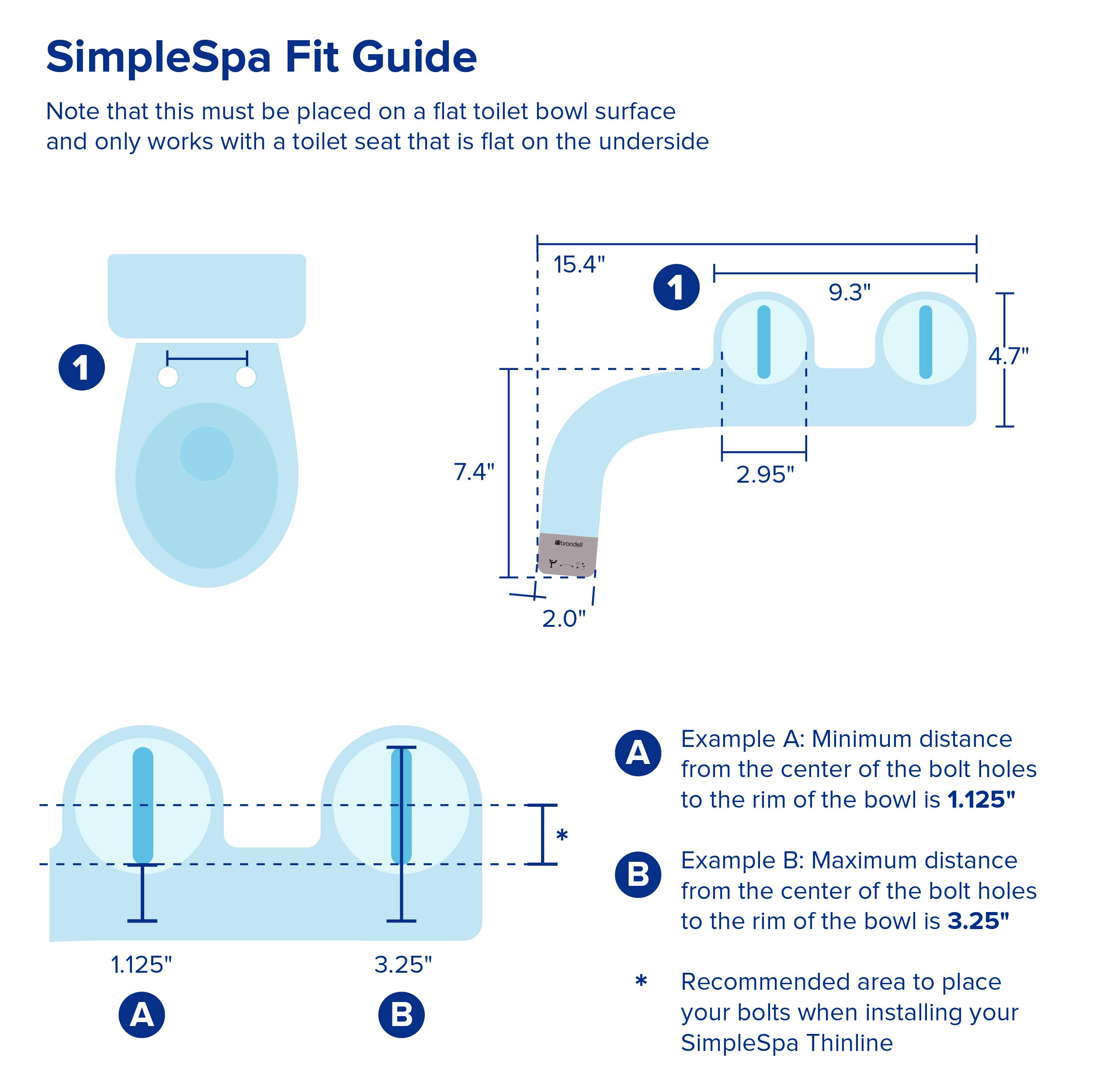 Brondell Bidet Thinline Dual Nozzle SimpleSpa SS250 Fresh Water
