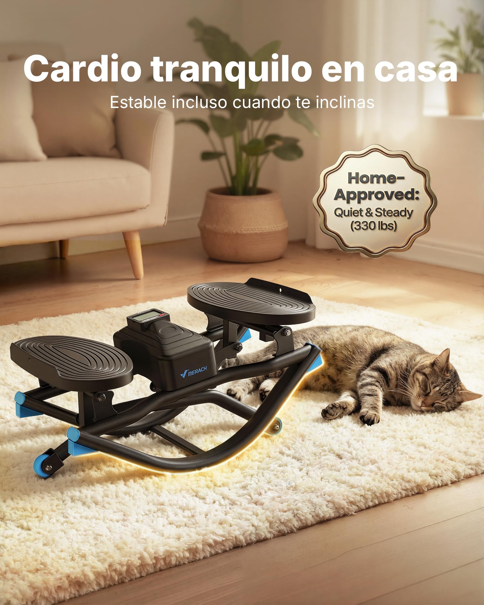 MERACH Stepper para casa con Power Rope, Falda en Forma de U, máx. 150 kg