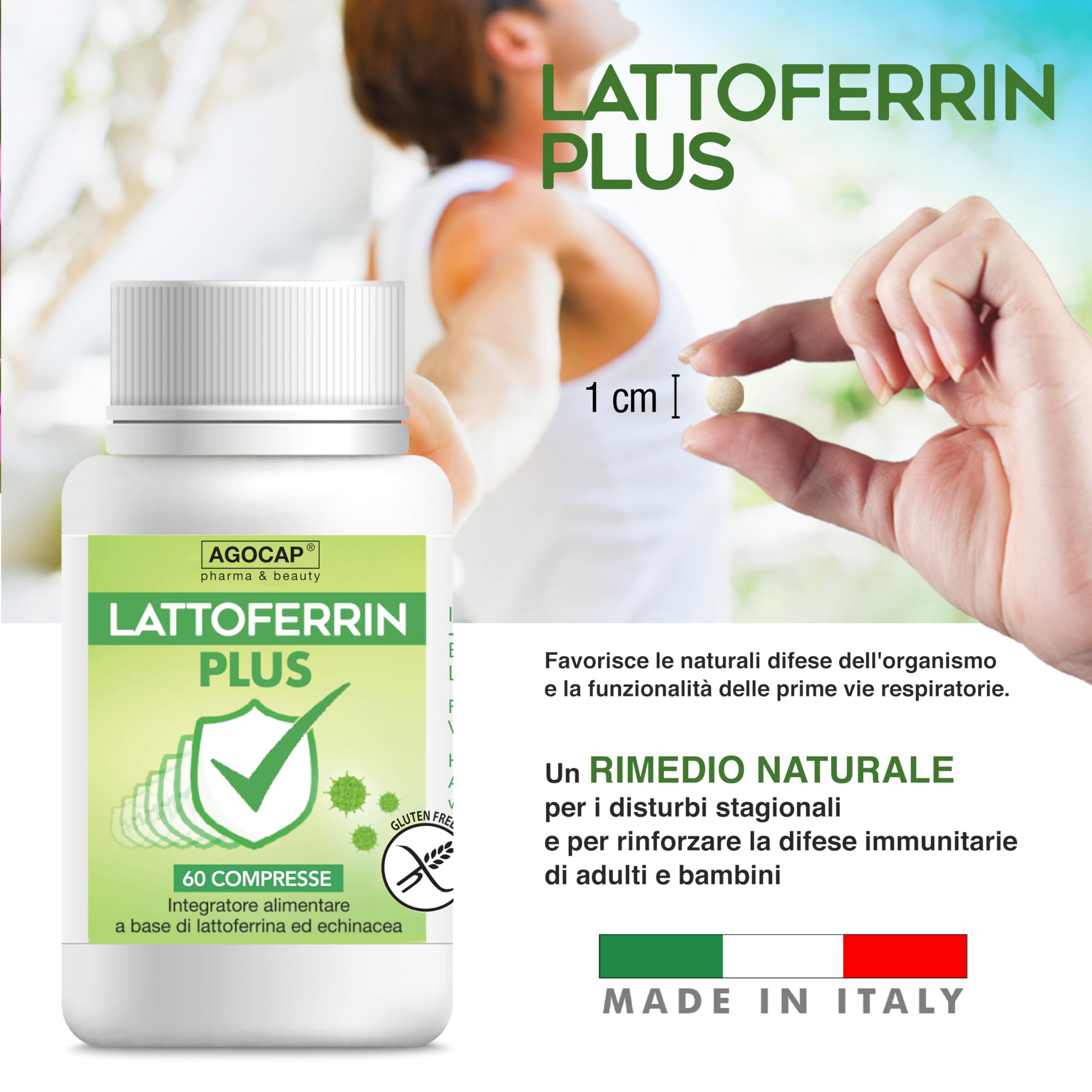 Lattofferina con echinacea per le difese immunitarie. 60 COMPRESSE di lattoferrina 200 immuno stimolante. Integratori difese immunitarie ideale per tutta la famiglia. Lattoferrine Agocap