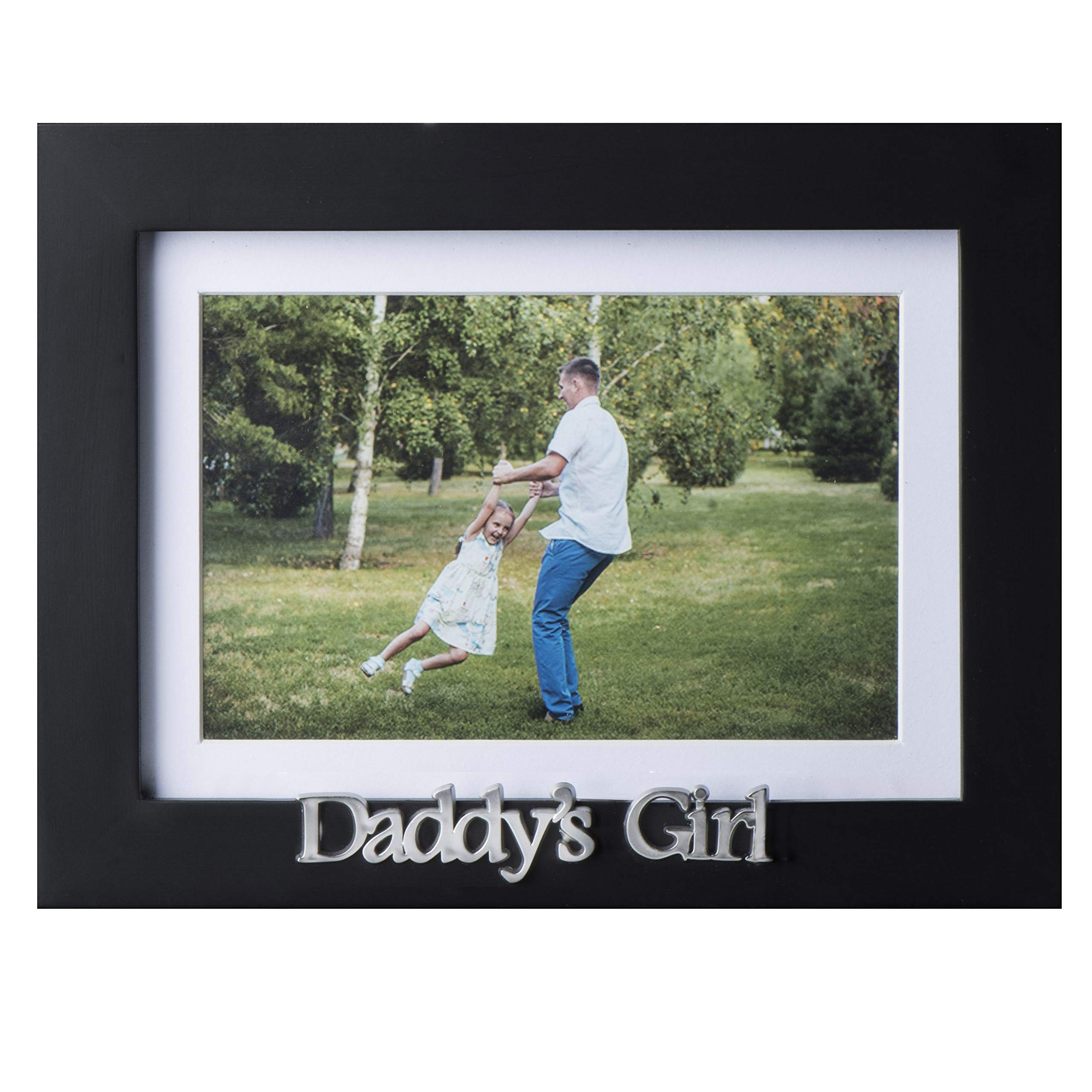 Klikel Daddy's Girl Picture Frame - Black Wood Frame With Father Sentiments - Holds 1 4x6 Photo With Mat or 1 5x7 Photo Without Mat - Wall Mount And Table Desk Display