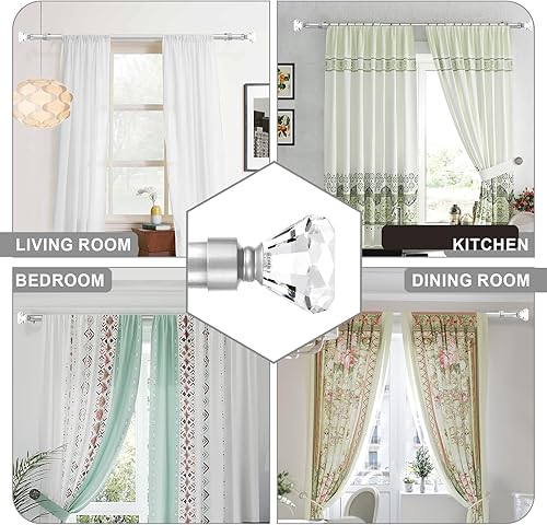 Miniatura 3 de Orger Paquete de 2 barras de cortina de cristal para ventanas de longitud ajustable de 30 a 67 pulgadas, barra de cortina ajustable de 1 pulgada de