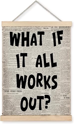 Arte de pared retro de moda con texto en inglés What If It All Workout, decoración de pared de afirmaciones positivas, citas positivas, lienzo