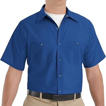 Red Kap Short Sleeve Industrial Solid Work Shirt Royal Blue Large - 3 Pack