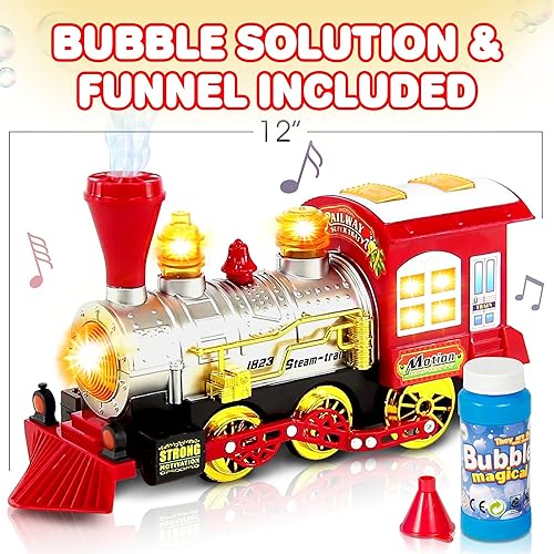 Miniatura 6 de ArtCreativity Máquina de burbujas de tren de juguete para niños, soplador de burbujas, tren de música de burbujas para niños con luces y sonidos,