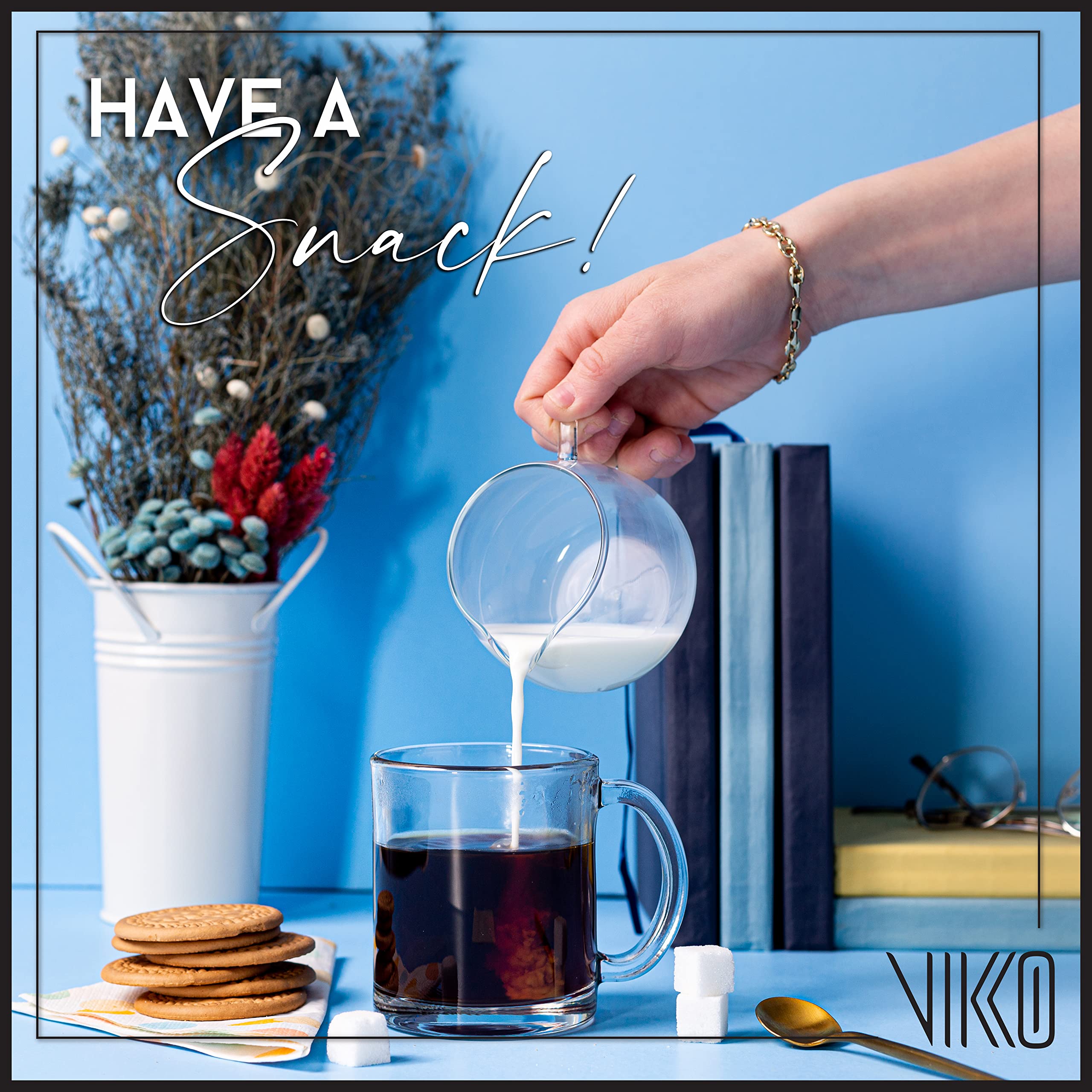 Vikko Taza de café transparente, tazas de café de vidrio transparente de 10.5 onzas, taza de vidrio transparente para bebidas calientes, taza de vidrio de café, tazas transparentes para café con asas,