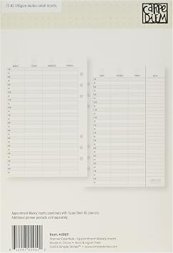 Carpe Diem Appt Planner Essentials Vertical Appointment Weekly Inserts, 21.1 x 14.7 x 1.6 cm, White (4949)