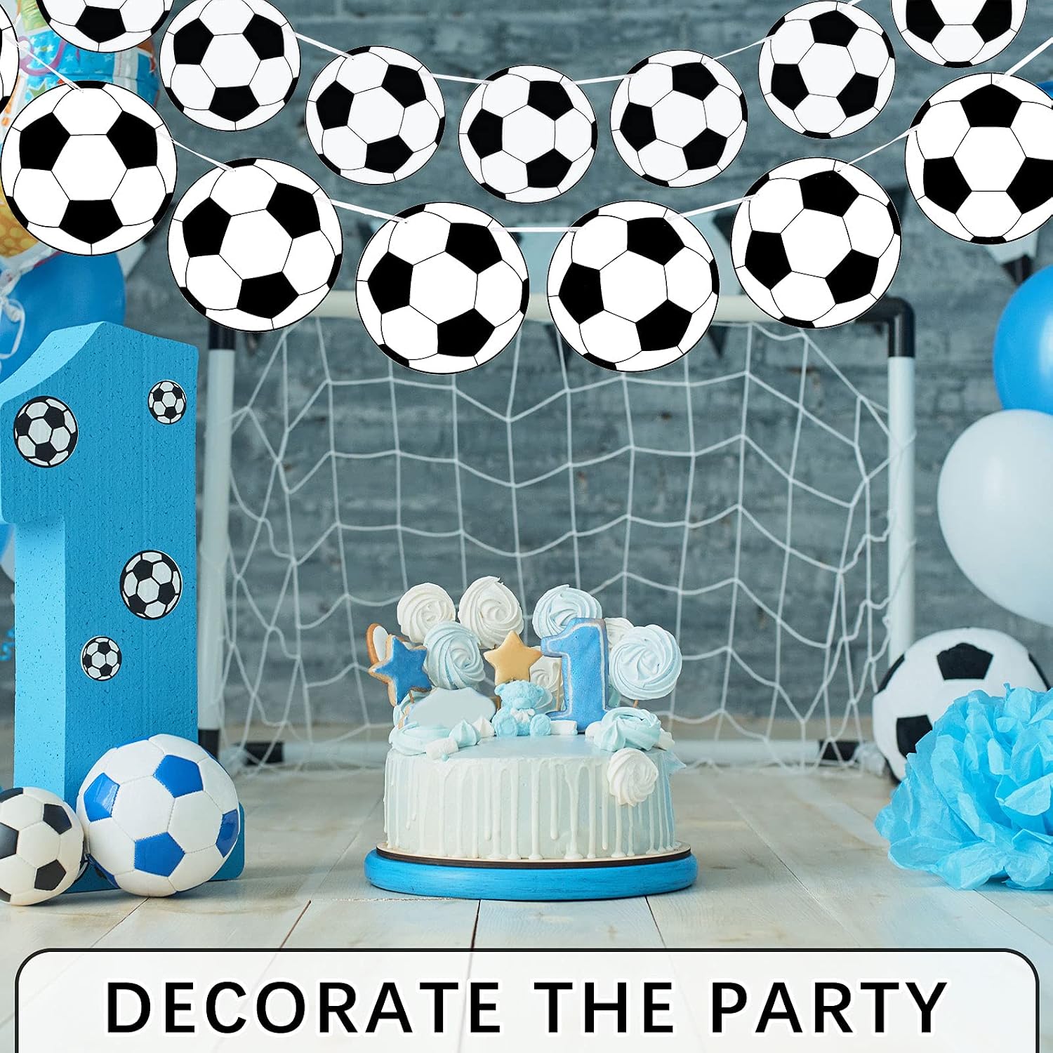 4 Pieces Soccer Party Decorations Soccer Banner Soccer Ball Garland Soccer Bunting Banners with 32 Pcs Football Pattern Decoration Cards Soccer Party Supplies for Kids Boys Soccer Fans Birthday Party - Image 5
