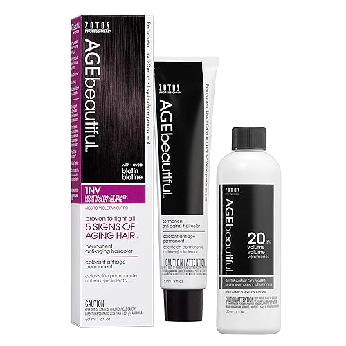 AGE beautiful - Liqui Creme- Tinte permanente para el cabello, 100% cobertura de canas, antienvejecimiento, biotina para cabello más grueso y con