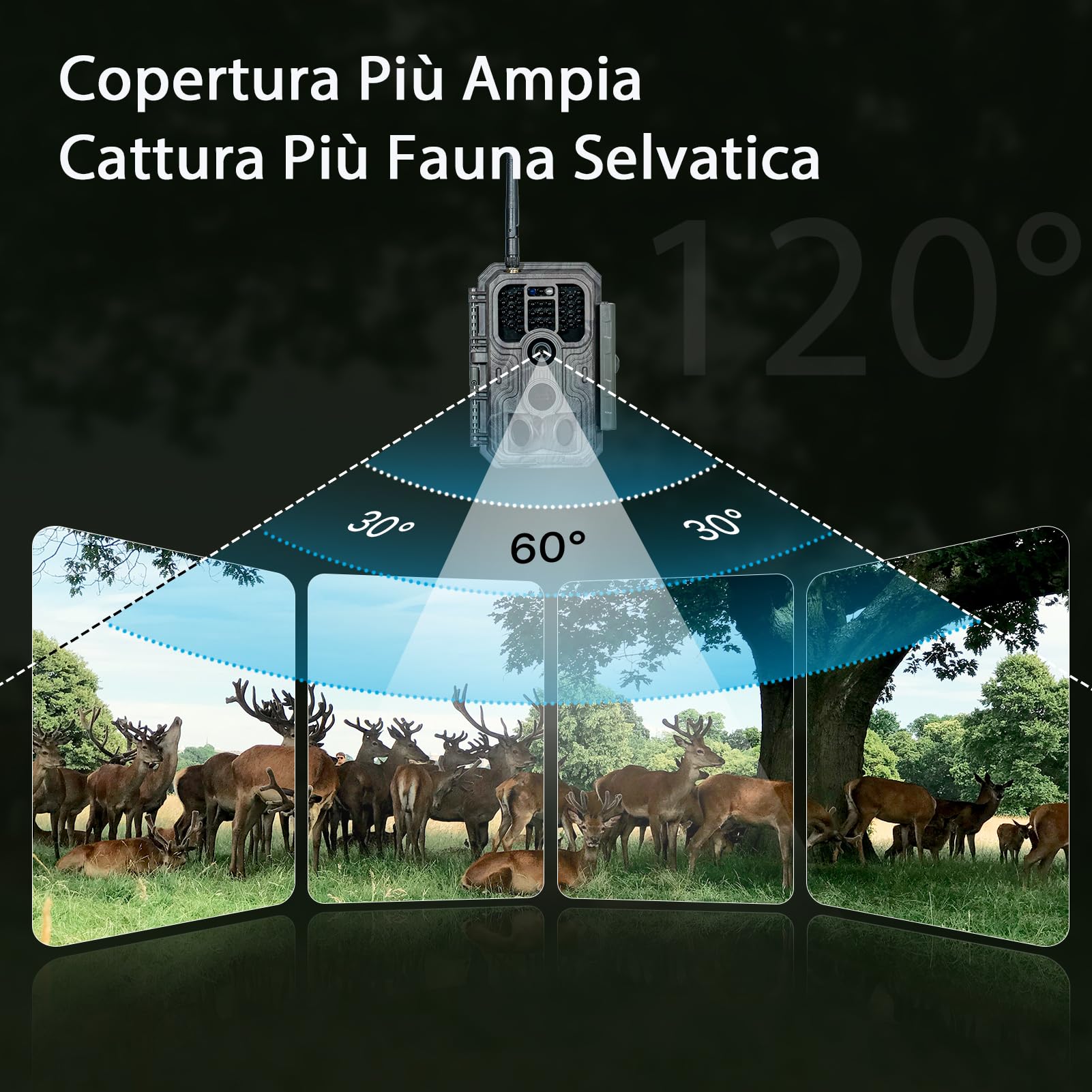 Meidase P200 Fototrappola WiFi Bluetooth, 48MP 1296P, Visione Notturna 30m, Attivazione Movimento 0.1s, IP66 Impermeabile, Trasmissione App Mobile, Monitoraggio Esterno