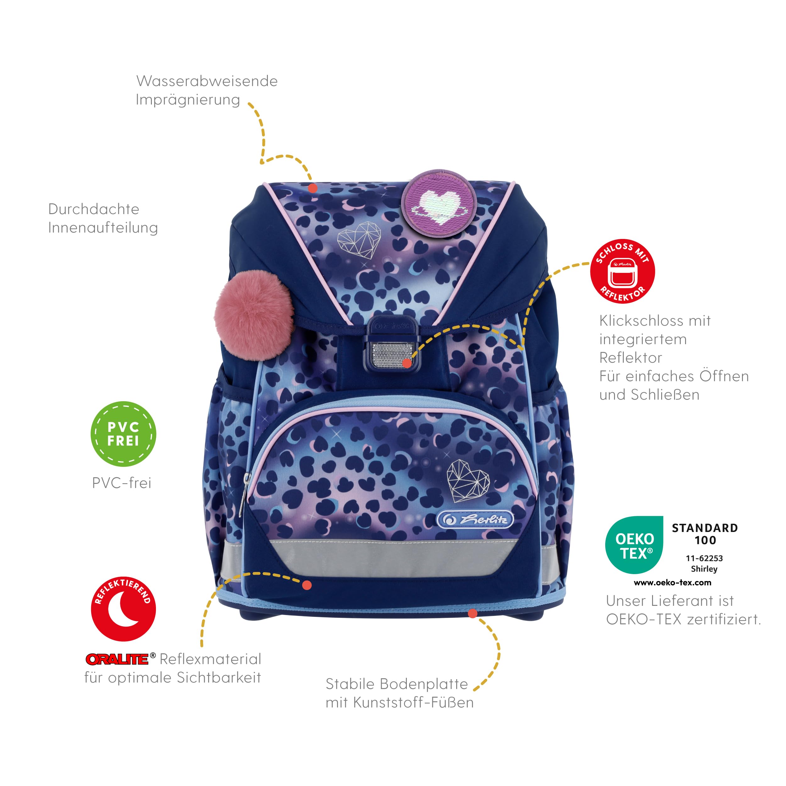 herlitz Schulranzen Set 6-teilig Ultralight XL Ergonomische Schultasche 1.Klasse Junge Mädchen Kinder 22 L