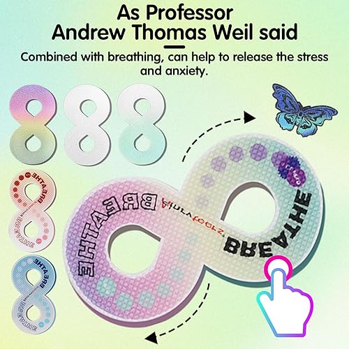 Miniatura 2 de 42 Pierces - Calcomanías calmadas para la ansiedad, sensoriales, antiestrés, táctiles, texturizadas, combinadas con ejercicios de respiración, tiras