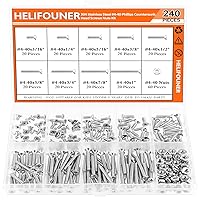 Vista 12 de Kit surtido de 50 tornillos Phillips de cabeza avellanada de 1/4-20 x 1/2 pulgadas, 3/4 pulgadas, 1-1/4 pulgadas, rosca gruesa, totalmente roscada a