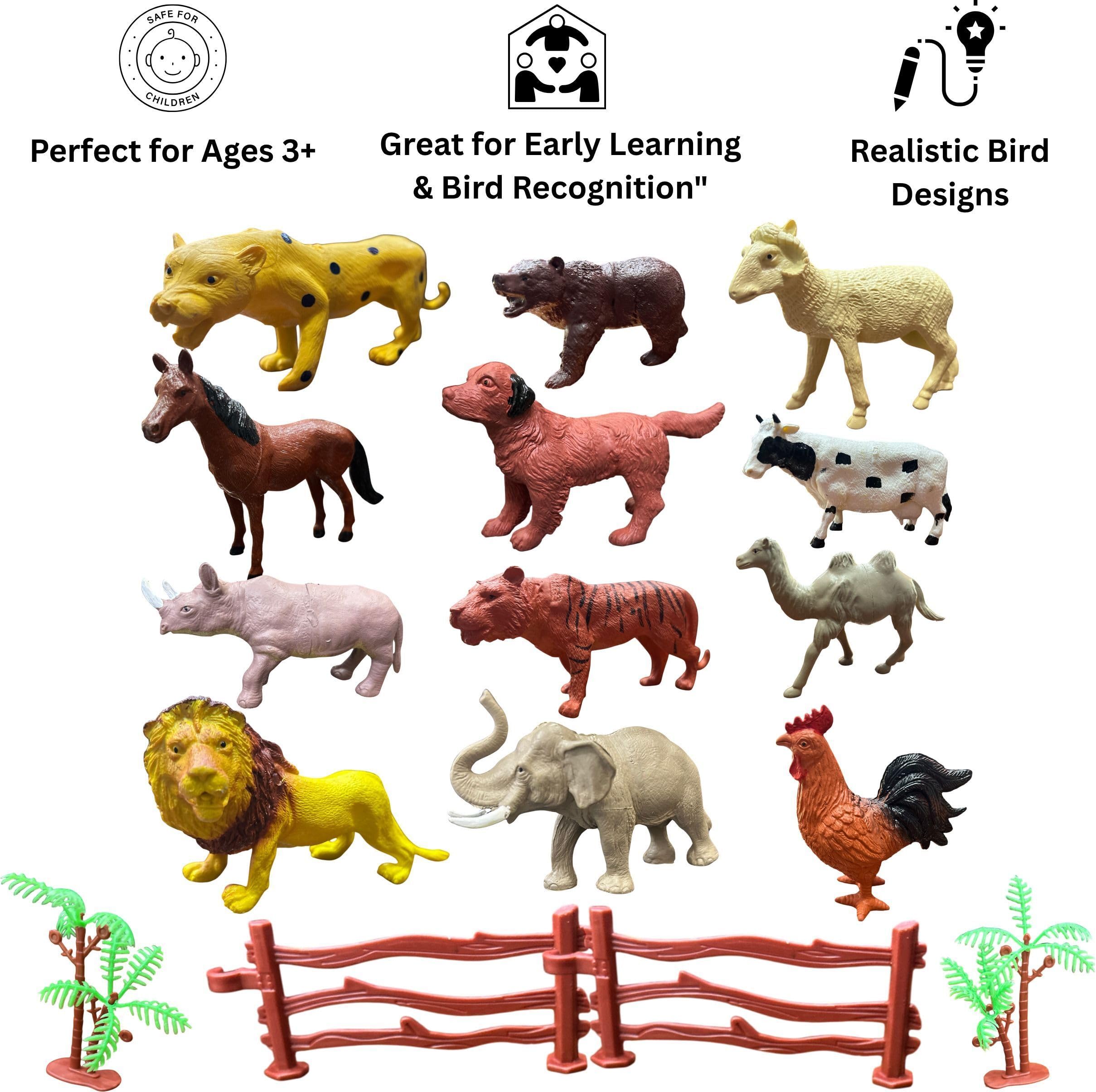 Farm and Wild Animal World Big Size PVC Animal Toy Set for