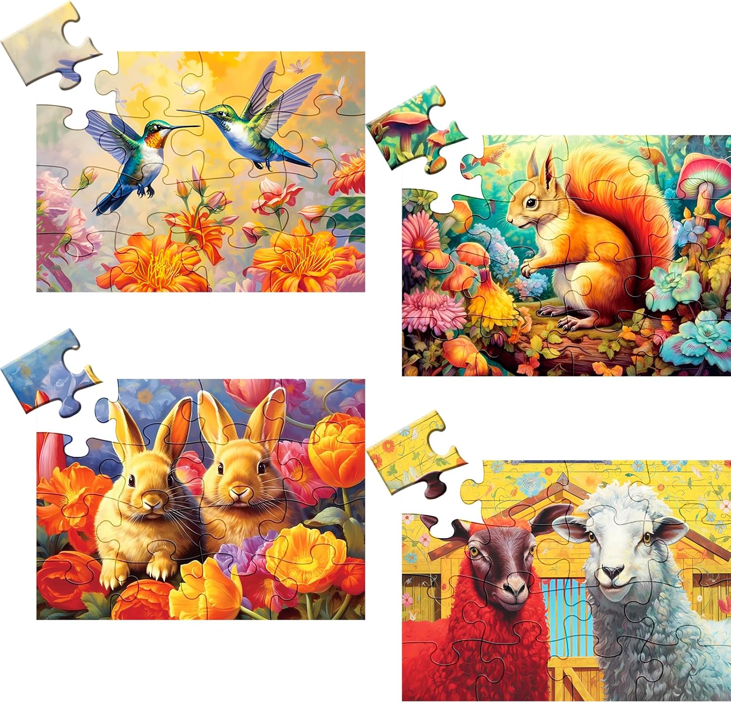 mjyphdm 4 Pack 16 Large Piece Puzzles for Seniors, Dementia Puzzles 16 Large Piece