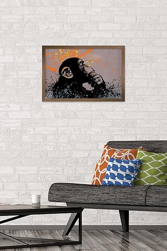 Miniatura 2 de Trends International Thinker Monkey - Póster de pared de la colección Graffiti, 14.72 x 22.37 pulgadas, versión enmarcada en bronce