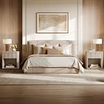 SICOTAS Night Stand Nightstand with Drawer Storage Bed Side Table End Table Large Modern Wood Wide Bedside Stand Mid Century Night Stands for Bedroom Living Room (White Alder, 1 Piece)
