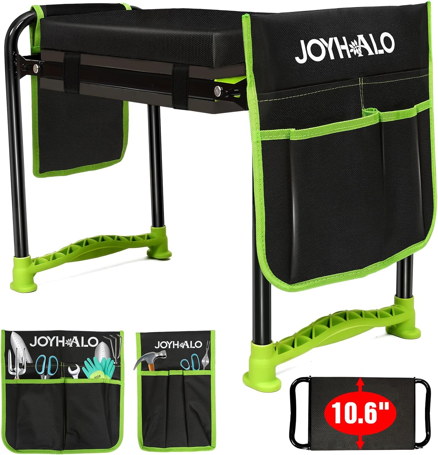 joyhalo 10.8 inch Wider Foldable Garden Kneeler and Seat Heavy Duty, Gardening Stool with Extra-Thick Kneeling Pad, Garden Bench for Kneeling and Sitting, Gardening Gifts for Women