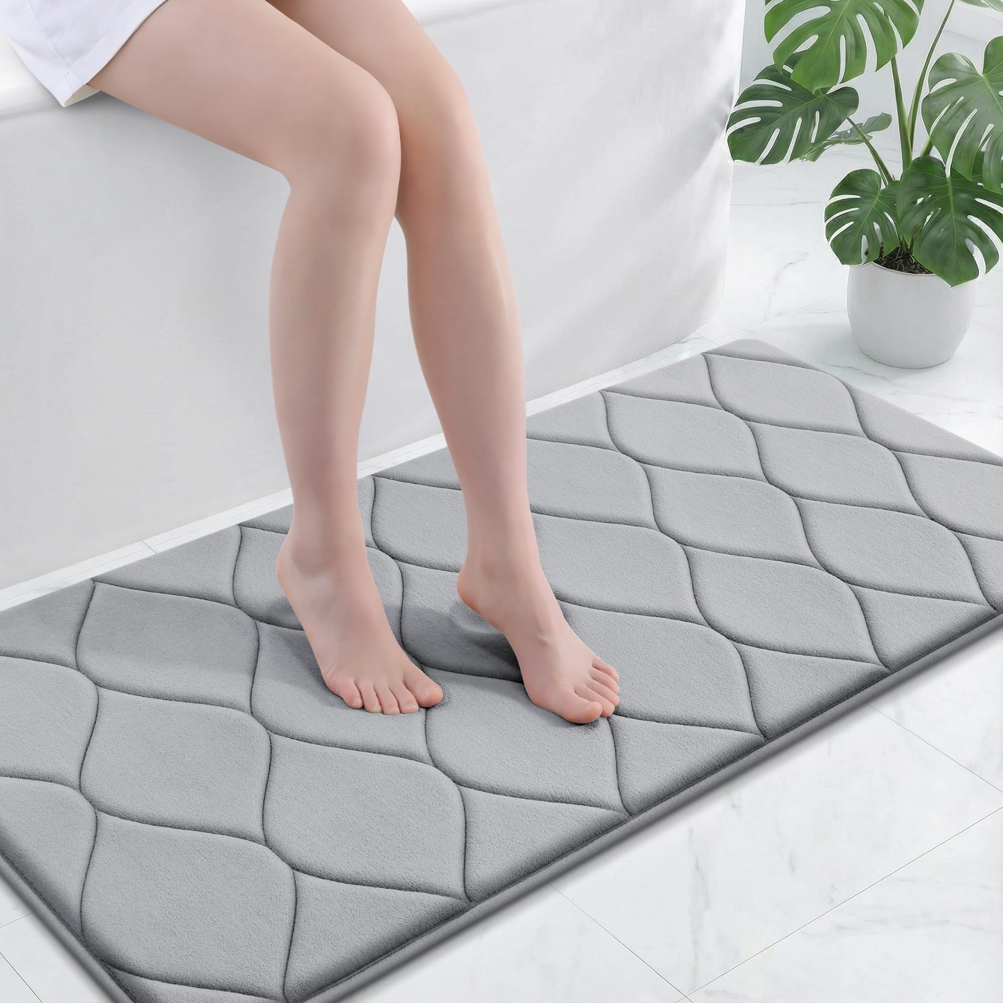 Smiry Memory Foam Bath Mat 47x24, Ultra Soft Absorbent Bathroom Rugs