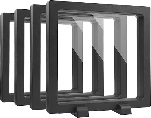 WISHDIAM Paquete de 4 vitrinas flotantes 3D de 5.5 x 5.5 x 0.8 pulgadas, marco flotante de monedas para medallones AA, joyas, juego de marcos