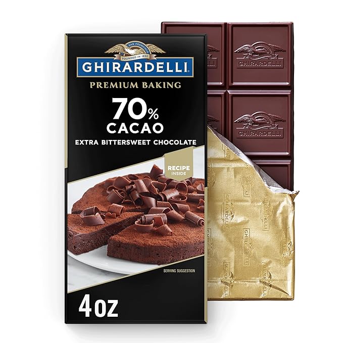 GHIRARDELLI Premium 70% Cacao Extra Bittersweet Chocolate Baking Bar, 4
