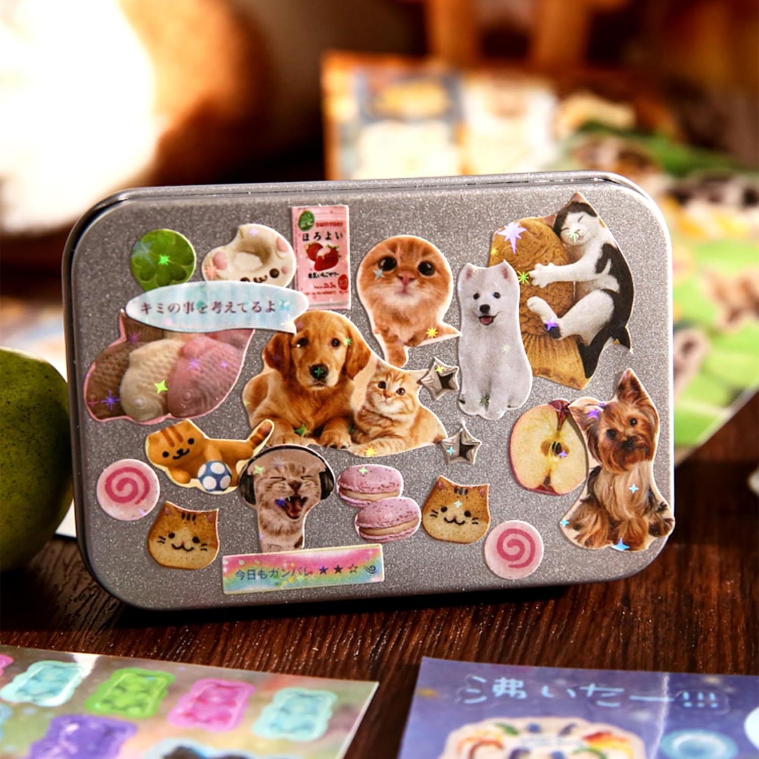 Cat and Dog Japanese Sticker Book, 700+ Kawaii Cute Cats Meme Puppy Stickers for Scrapbooking Journal Diaries, Retro Funny Pet Japanese Stickers for Kids Adults-D02