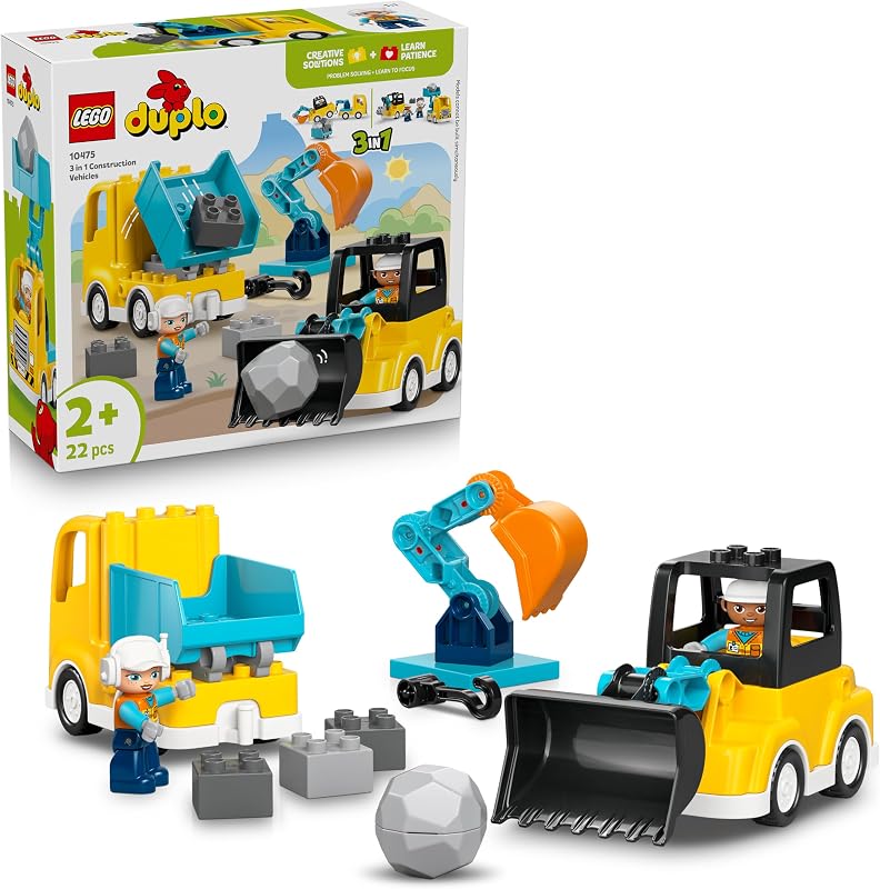 レゴ(LEGO) デュプロ 3 in 1 こうじげんばの車 おもちゃ 玩具 誕生日 プレゼント ブロック 知育 男の子 女の子 子供 1歳半 2歳 4歳 幼児 乗り物 車 ミニカー インテリア オシャレ 10475