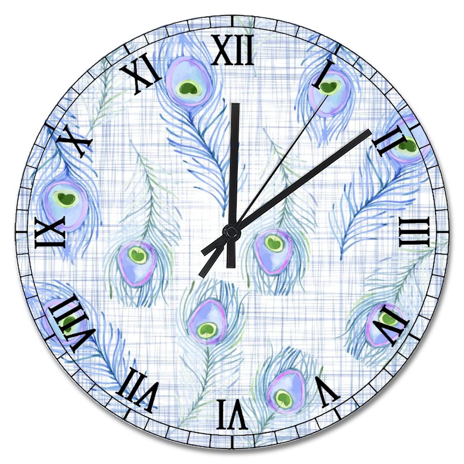 Horloge murale paon vintage 38 cm à piles pour salon et chambre