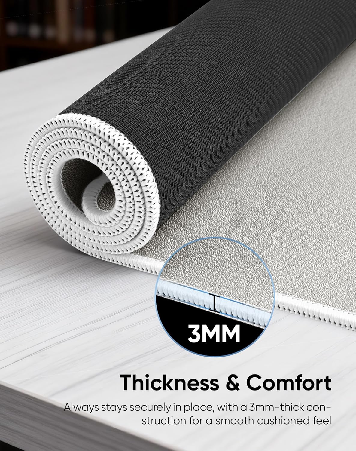 Reniteco Waterproof Large Gaming Mouse Pad with Durable Stitched Edges, Non-Slip Rubber Base, Grainy Jacquard Mouse Mat Desk Pad for Home Office Gaming, 35.4''x15.7''x0.12'', Matte Beige