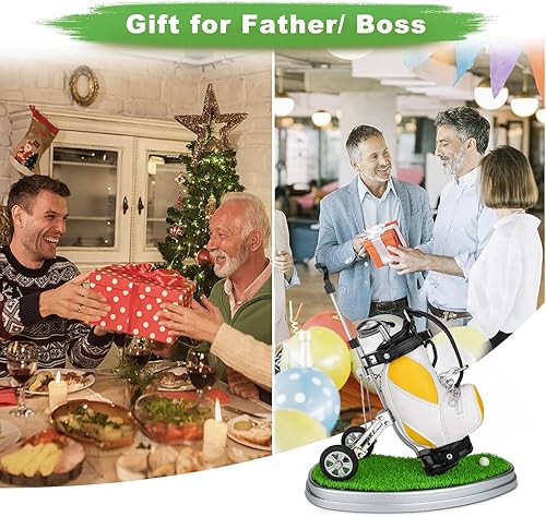 Vista 27 de 10L0L plumas de golf con soporte de bolsa de golf, regalos novedosos con 3 piezas, de aluminio para oficina, escritorio, bolsa de golf, soporte