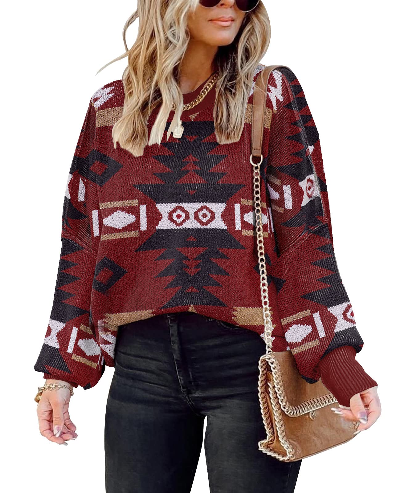 Womens Oversized Sweaters Fall 2026 Fashion Clothes Colorblock Knit Tops