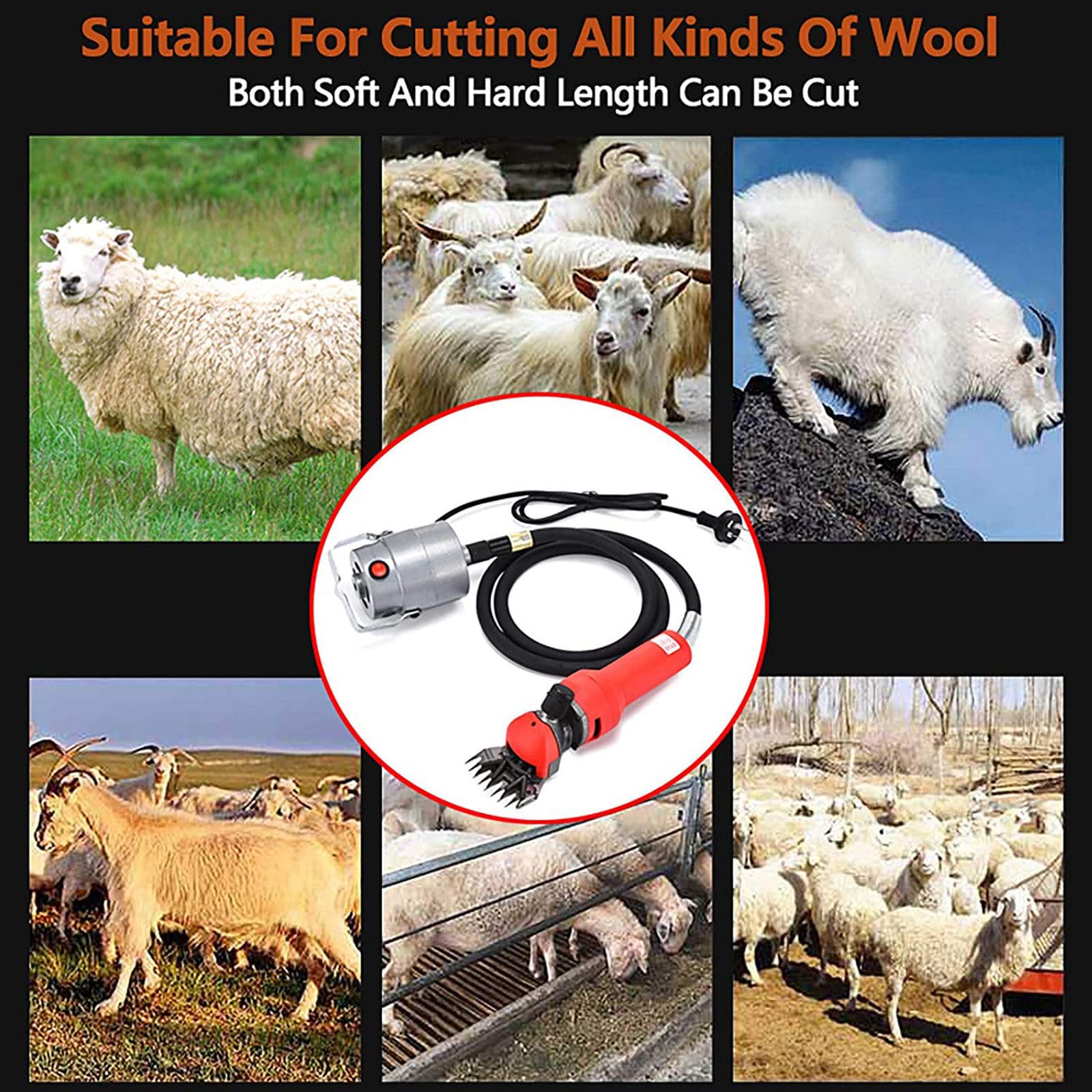 Tosatrice per Pecore Professionale 1000w Tosatrice per Toelettatura di Animali Resistente,per Radere La Lana di Pelliccia di Pecora,Capra,Bovino,Bestiame,Custodia per Il Trasporto Inclusa,Red