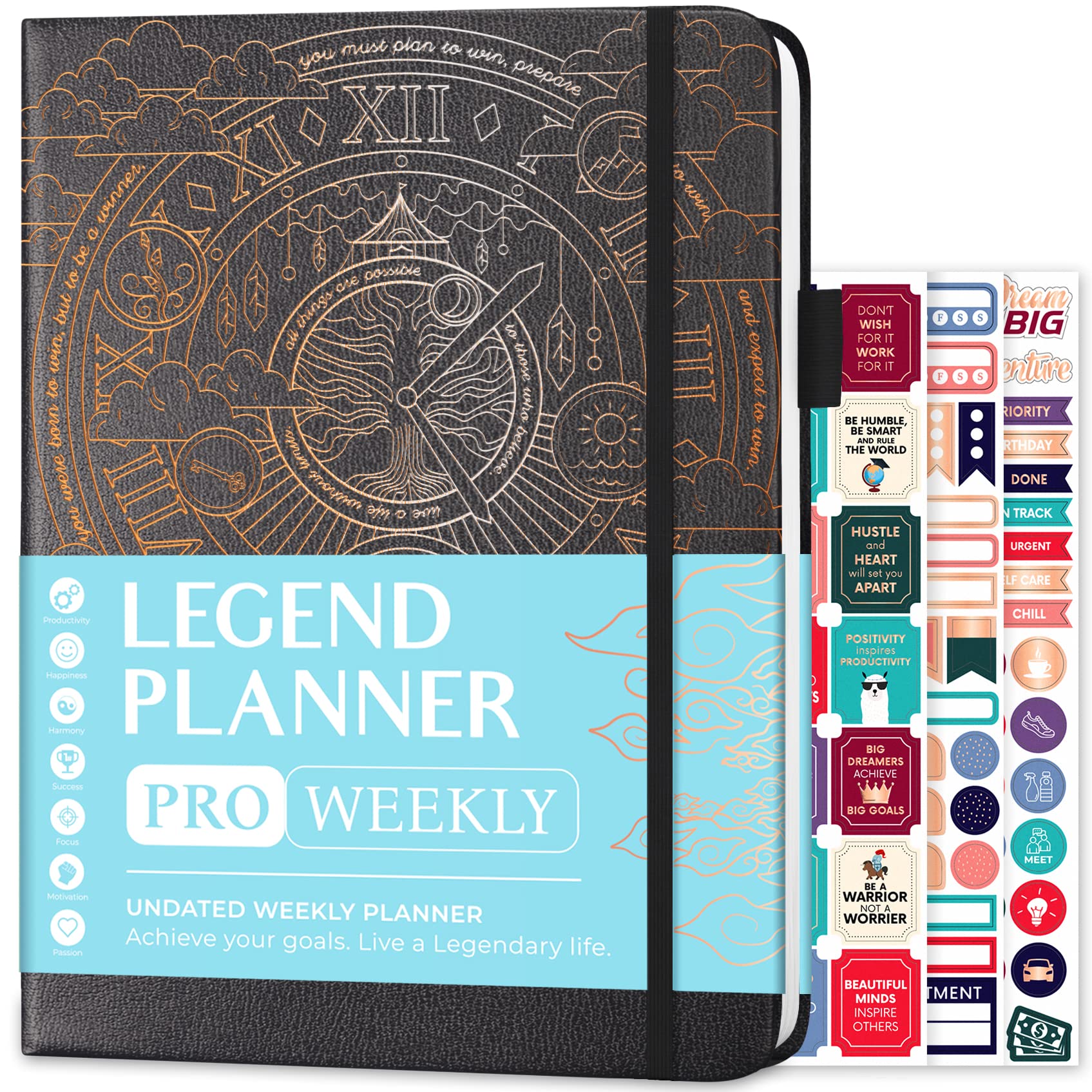 Legend Planner PRO – Deluxe Weekly & Monthly Life Planner to Increase Productivity and Hit Your Goals. Time Management Organizer Notebook – Undated –