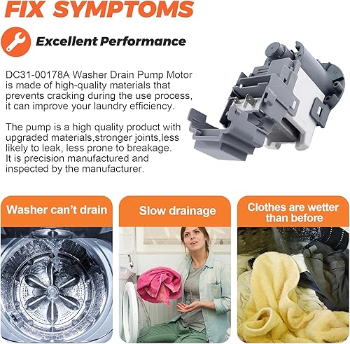Miniatura 3 de Bomba de drenaje de lavadora OEM DC31-00178A PX3516-01 apta para lavadora Samsung, reemplaza DC31-00187A DC97-19289F DC31-00178D B35-3a DC97-20621A